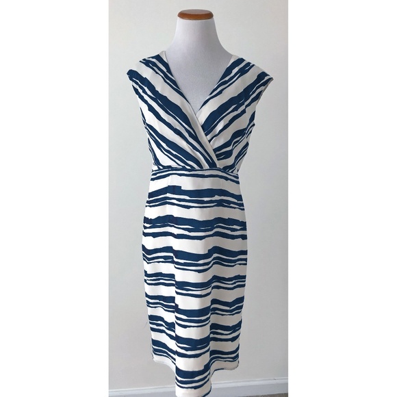 Merona Navy & White Striped Sheath Wrap Style Sleeveless Dress - Picture 1 of 4